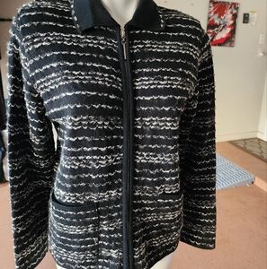 Women's Black and White Striped Jacket